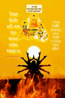 a poster with a silhouette of a person and the words tam gioi vo an du như hoa trạch