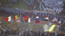 running olympic games olympics crowd flags