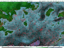 a map of the united states showing a dewpoint of 52 degrees fahrenheit