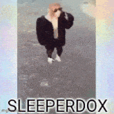 a picture of a dog wearing sunglasses and a mask with the words sleeperdox written on it