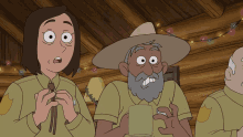 a man with a beard and a woman looking surprised