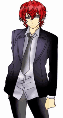 a drawing of a man with red hair wearing a suit
