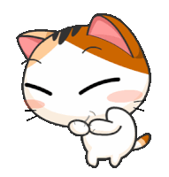 a cartoon cat is making a funny face with its eyes closed