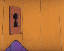 a cartoon drawing of a hand holding a key in a keyhole