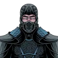 a cartoon drawing of a man wearing a mask