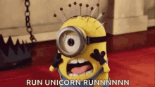 Run Unicorn Run Minions GIF - Run Unicorn Run Minions Screaming GIFs