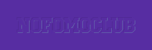 a purple background with the words nofomoclub in blue