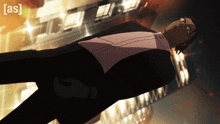 a man in a tuxedo is laying down with the words [ as ] on the bottom right