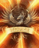 a picture of a phoenix with the word koper written on it