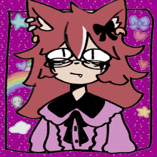 a drawing of a girl with glasses and red hair