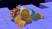 a video game character is laying on the ground