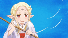 a cartoon drawing of a girl with a speech bubble that says ' 今 です ぞ '
