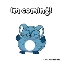 a cartoon of a cat with the words " i 'm coming " written above it