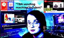 a collage of images with the words " tba vending machine incident " in the middle