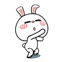 a cartoon rabbit is standing on its hind legs and covering its mouth .