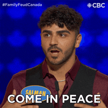 Come In Peace Salman GIF - Come In Peace Salman Family Feud Canada GIFs