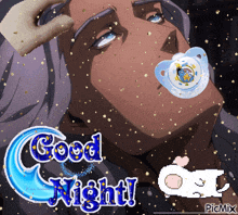 a picture of a man with a pacifier and the words good night