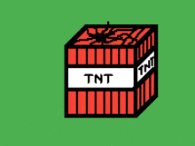 a pixel art drawing of a tnt bomb with a flame coming out of it