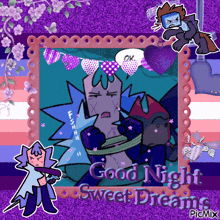 a good night sweet dreams greeting card with a cartoon character