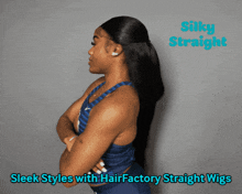 silky straight sleek styles with hairfactory straight wigs are displayed