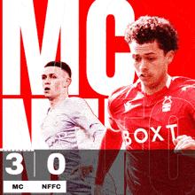 a poster for a soccer game between mc and nfc