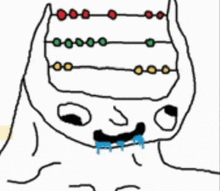 a cartoon of a person holding a abacus in their hands .