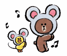 brown sally line and friends dance mouse