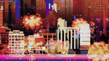 a pixel art of a city with the number 11 in the corner