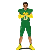 a cartoon of a football player wearing a green uniform with the number 0 on it