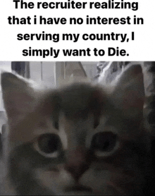 the recruiter realizing that i have no interest in serving my country i simply want to die .