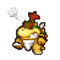 a pixel art drawing of bowser from mario bros