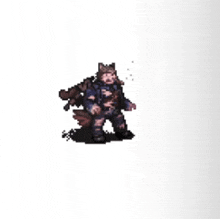 a pixel art of a man with a sword