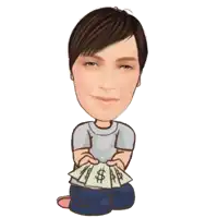 a cartoon of a man holding a bunch of money with a dollar sign on them