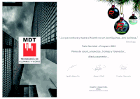 a christmas card from mdt technology in aluminio and vidrio