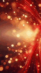 a red and gold background with a lot of lights