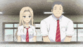 a man and a woman are standing next to each other in a classroom and the word sama is on the bottom left