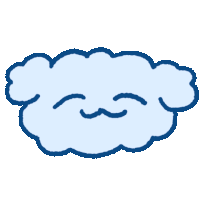 a blue cloud with a face on it