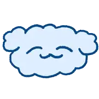 a blue cloud with a face on it