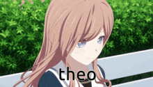 a picture of a girl with the word theo written on it