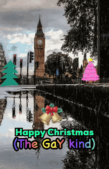 a christmas greeting card with a big ben in the background