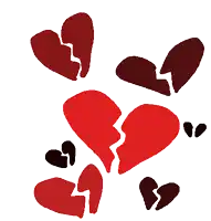 a broken heart is surrounded by other hearts