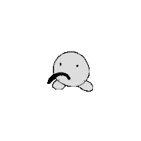 a black and white drawing of a cartoon character with a mustache and a sad face .