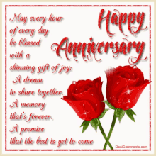 happy anniversary sparkle red roses