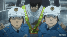 two police officers are standing next to each other with netflix written on the bottom