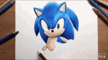 a drawing of sonic the hedgehog is being made in animatica