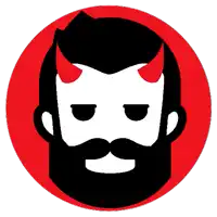 a man with a beard and horns has a devil face