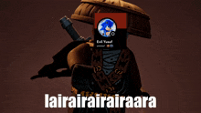 a lego character with evil yusuf written on his head