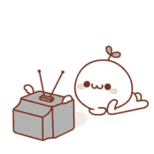watching tv kawaii anime