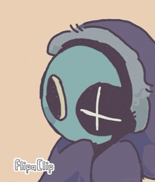 a drawing of a person wearing headphones with the word flipaclip on the bottom right