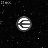 a blue and white circle with a euro sign in the center